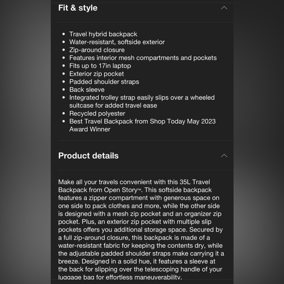 Open Story 35L Travel backpack - Gray - Picture 6 of 10